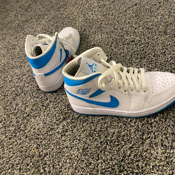 blue powered air jordans size 8